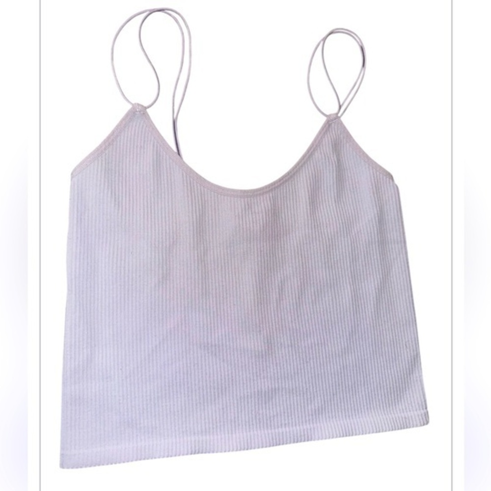 Zara Tank lavender Womens XS Ribbed Stretch Knit Crop Scooped Neck Pullover Top